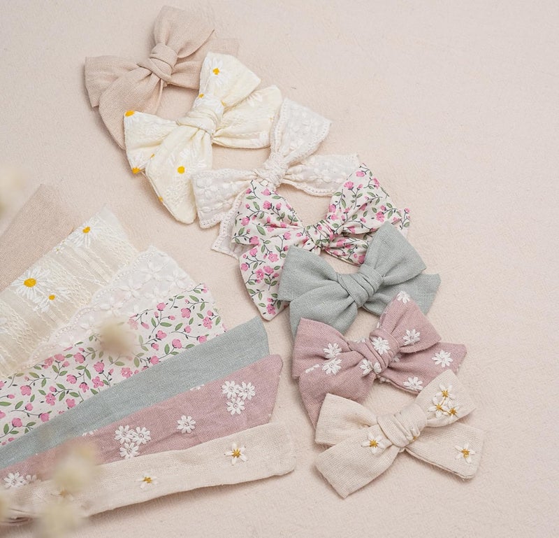 Fancy Clouds Baby Girl Bows and Headbands,14 pcs Stretchy Soft Nylon Hairbands Hair Bows for Newborns, Infants, Toddlers - Handmade Baby Hair Accessories for Girls Gifts - Image 5